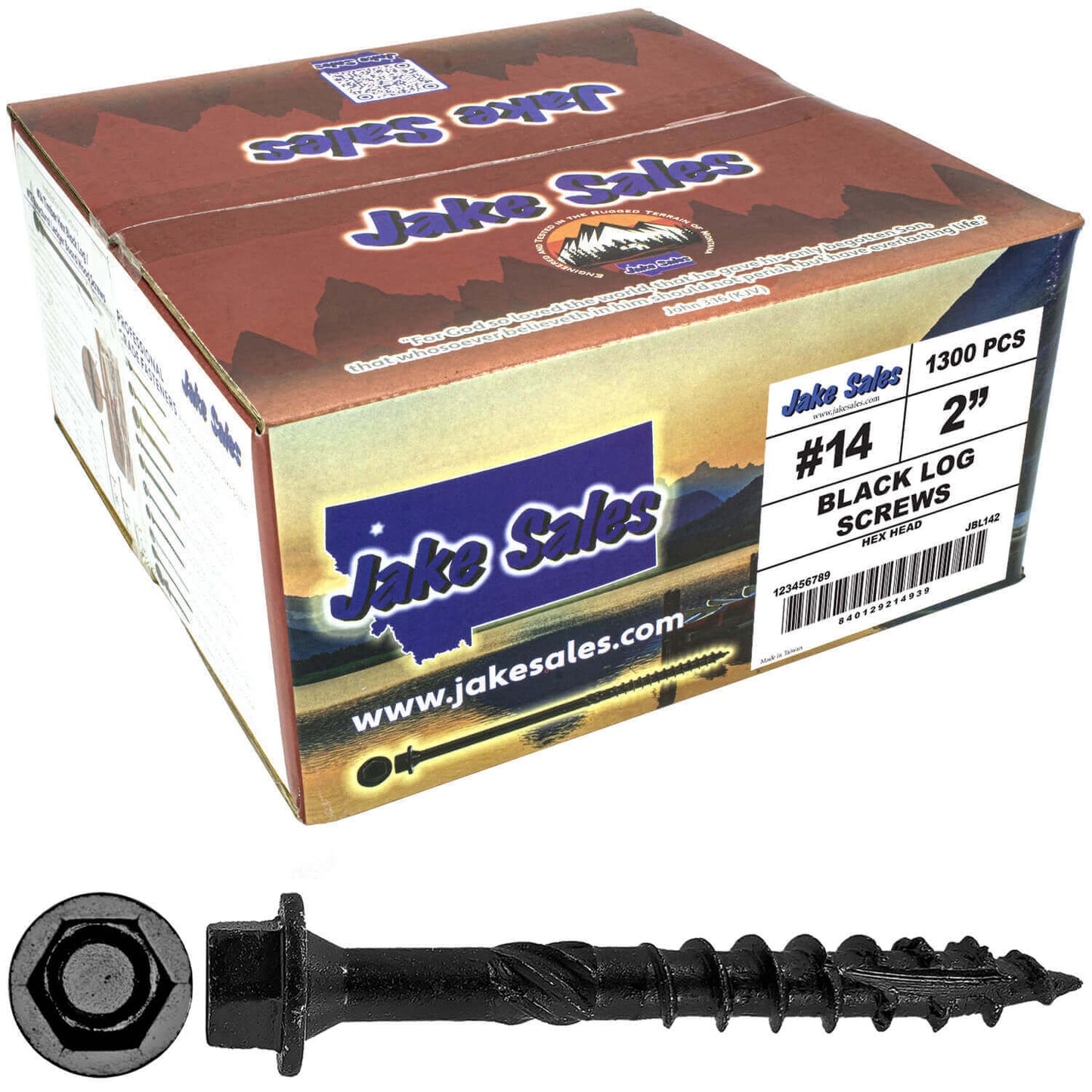 #14 Heavy-Duty Black Timber, Log & Structural Wood Screws - Exterior Coated - Use for Fastening Ledger Boards, Large Timbers, Logs and more.