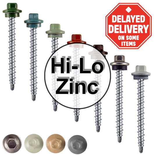 #10 x 2" Stainless Steel Mini Driller Sheet Metal Roofing Screw - Hex Washer Cap - Self starting metal to wood siding screws - EPDM washer. Colored head.