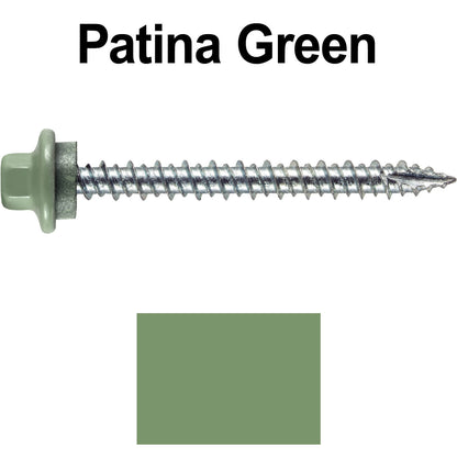 10 x 2” - STAINLESS HEX / ZINC Sheet Metal Roof Screw. Self starting metal to wood siding screws. EPDM washer. Colored head.