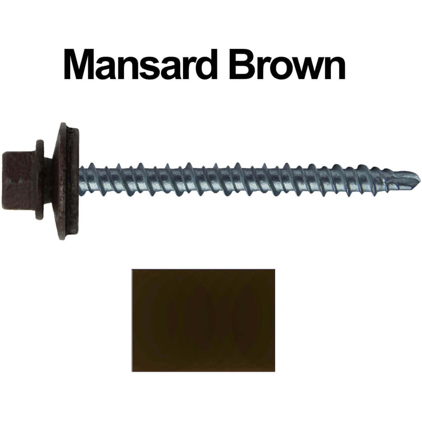 #10 x 2-1/2" Mini Driller Sheet Metal Roofing Screw - Hex Washer Head -  Self starting metal to wood siding screws. EPDM washer. Colored head.