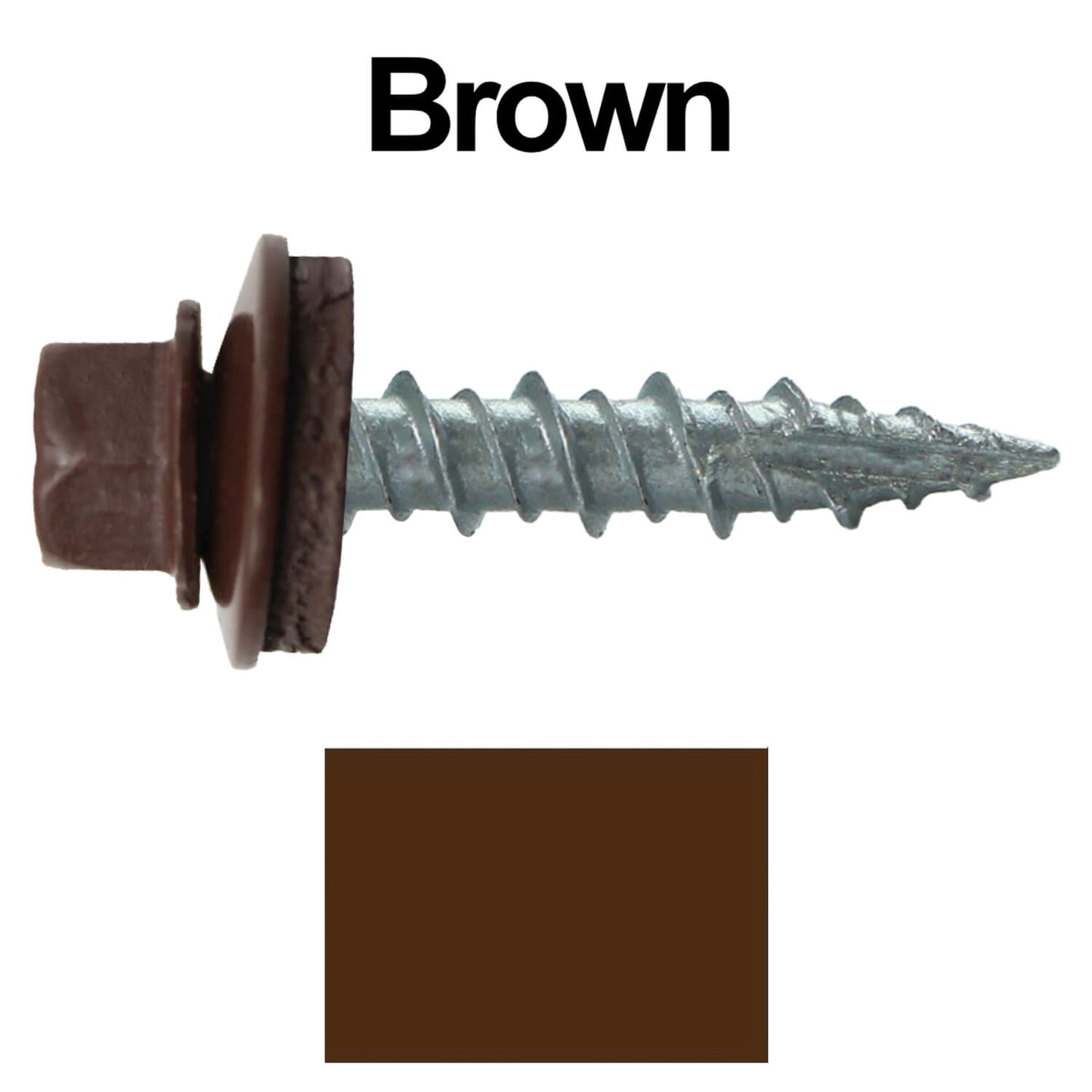 #10 x 1" Metal ROOFING SCREWS - Hex Washer Head - Self starting/self tapping - EPDM washer. Colored head.