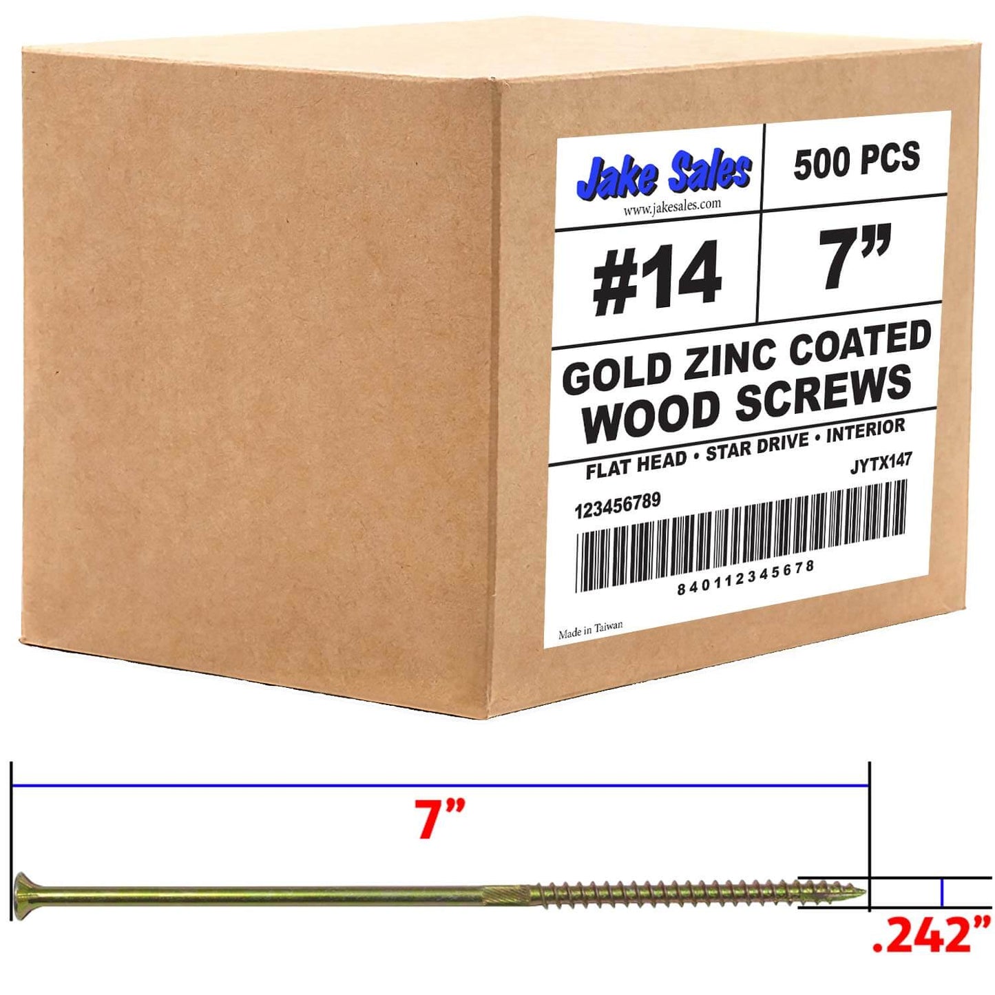 #14 x 7" Gold Star Wood Screw, T-30 Torx Drive, Flat Head - (OVERSTOCK)
