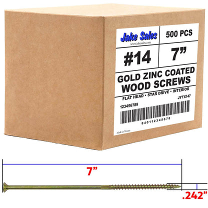 #14 x 7" Gold Star Wood Screw, T-30 Torx Drive, Flat Head - (OVERSTOCK)