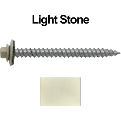 #12 x 2-1/2" RE-GRIP METAL ROOFING SCREWS - Hex Washer Head - Self starting/self tapping - EPDM washer. Colored head.