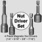 Magnetic Hex Head Driver Bits w/Quick Change Shank - Used for Installing Screws, Nuts, Bolts, etc. - Commonly Used for Metal Roofing Screws