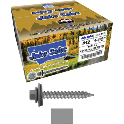 #12 x 1-1/2"  RE-GRIP METAL ROOFING SCREWS - Hex Washer Head - Self starting/self tapping - EPDM washer. Colored head.