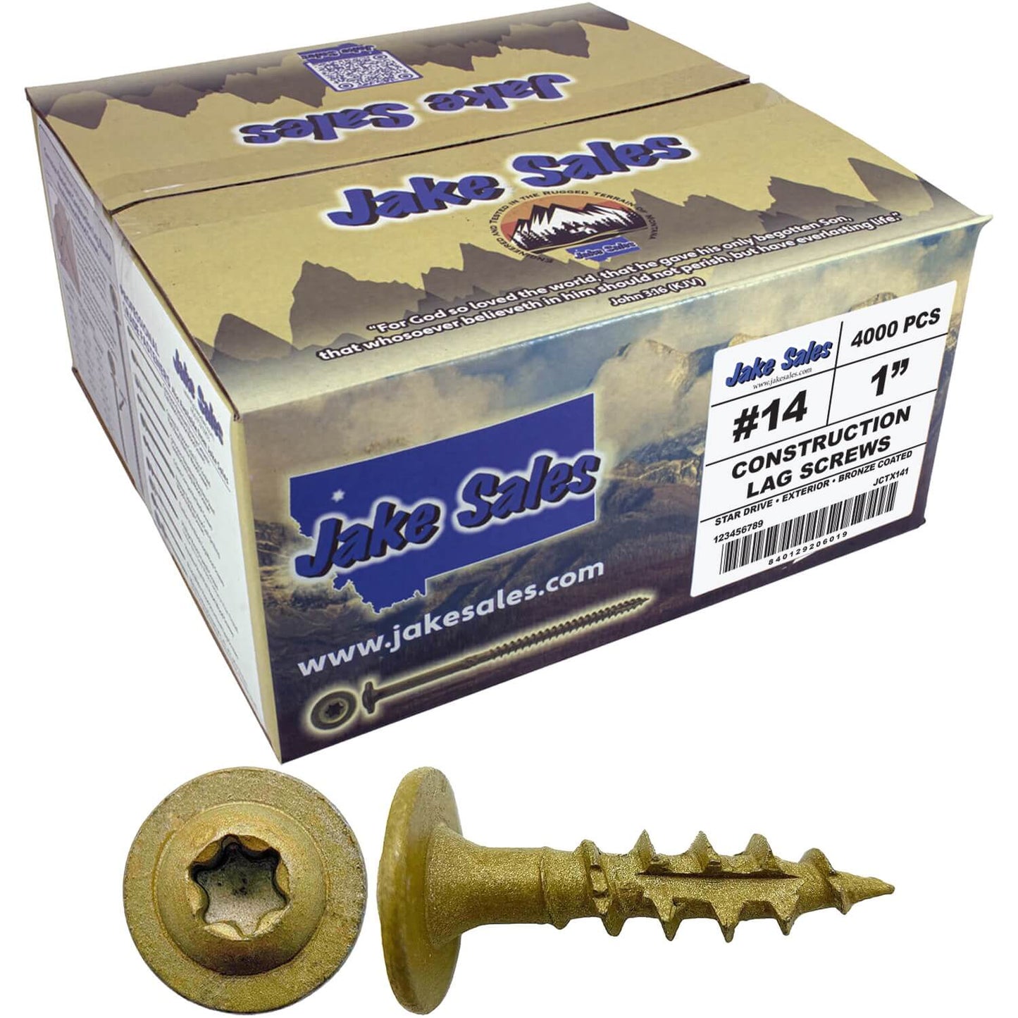 #14 Construction Lag Screws - Exterior Coated Torx/Star Drive Heavy Duty Structural Lag With Modified Truss Washer Head