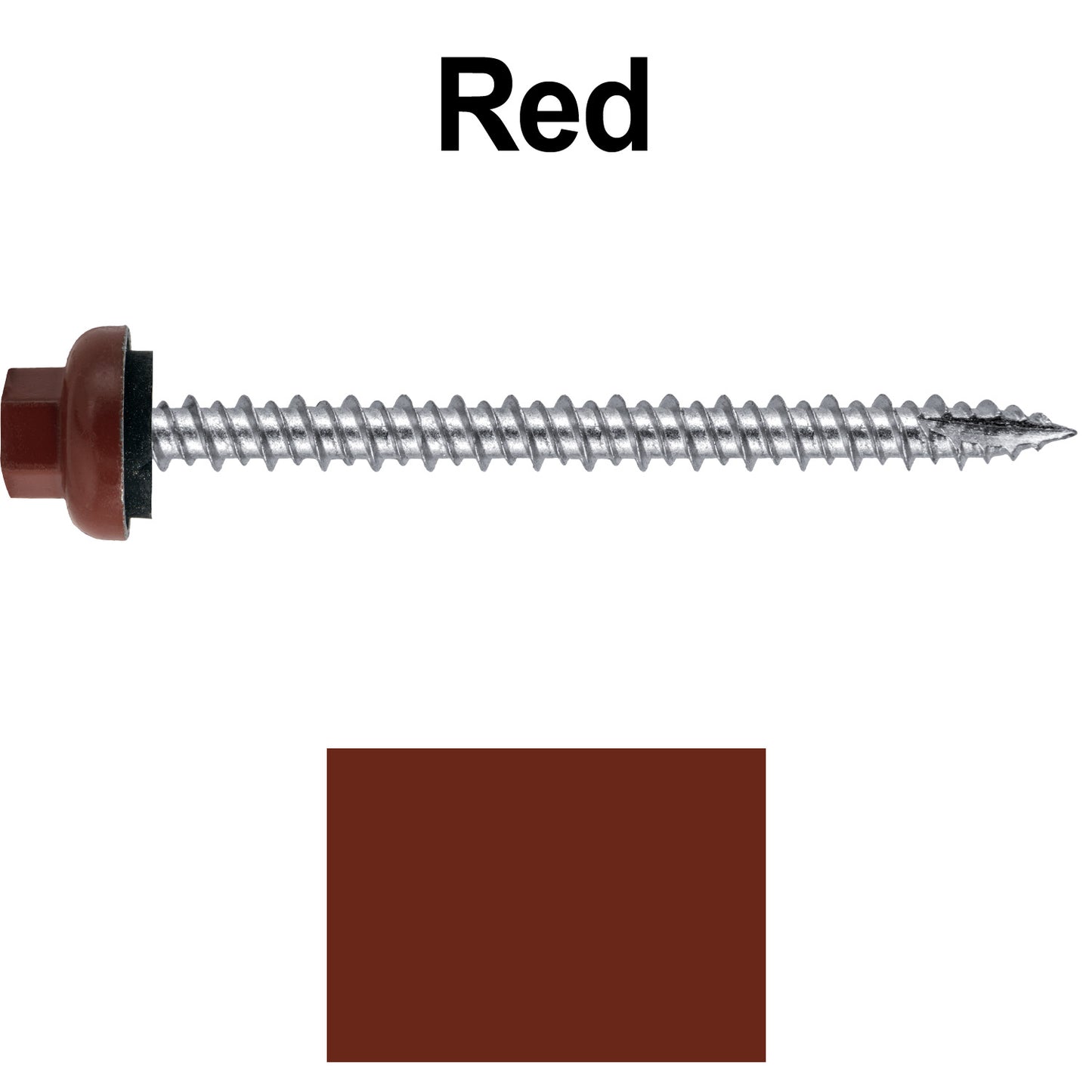 10 X 2-1/2" HI-LO Zinc Aluminum Cap Metal Roofing Screws - Hex Washer Head - Self starting/self tapping - EPDM washer. Colored head.