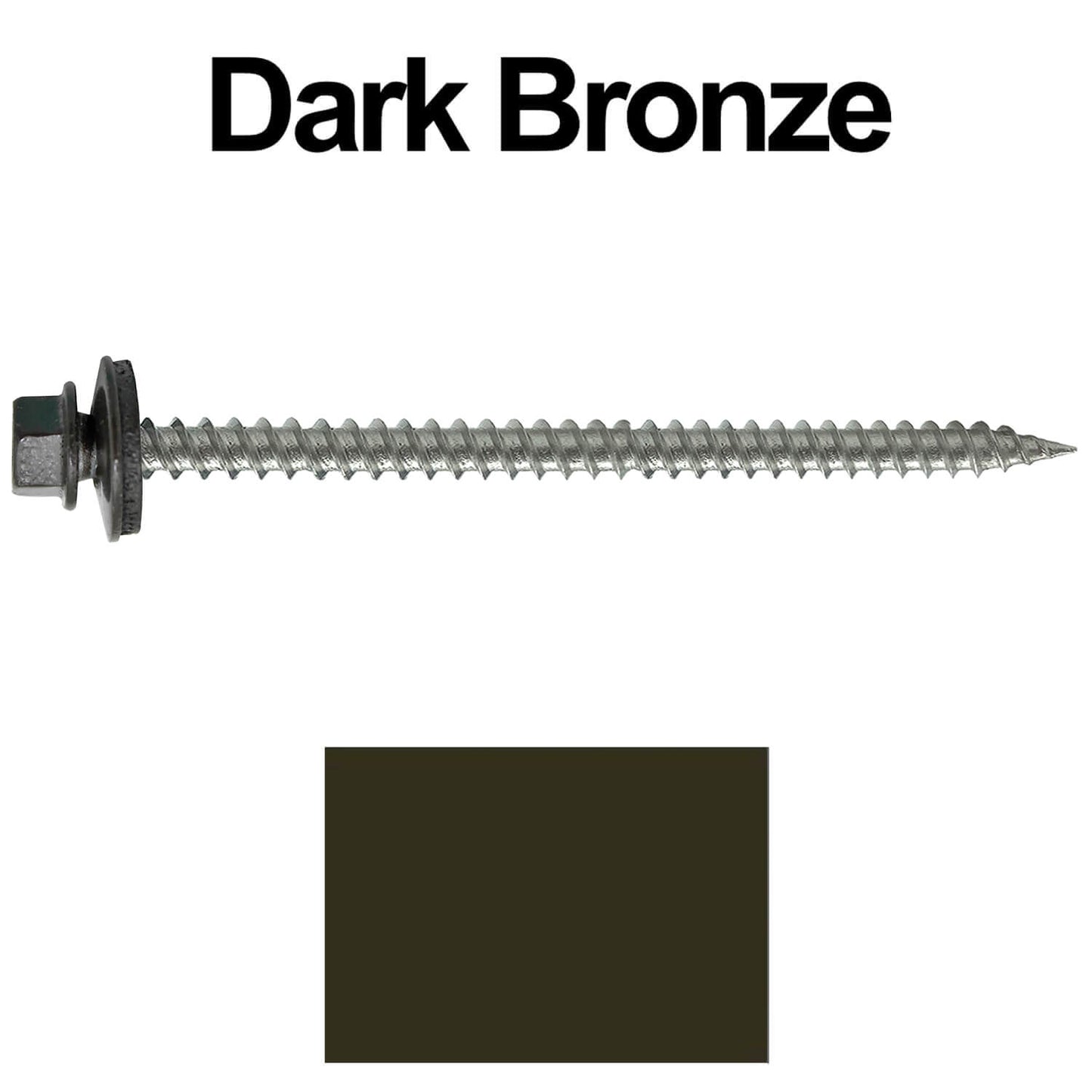 #9 x 3" Stainless Steel Metal Roofing Screws - Hex Washer Head - Self starting/self tapping - EPDM washer. Colored head.