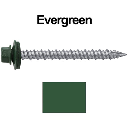 #10 x 2" Metal ROOFING SCREWS - Hex Washer Head - Self starting/self tapping - EPDM washer. Colored head.