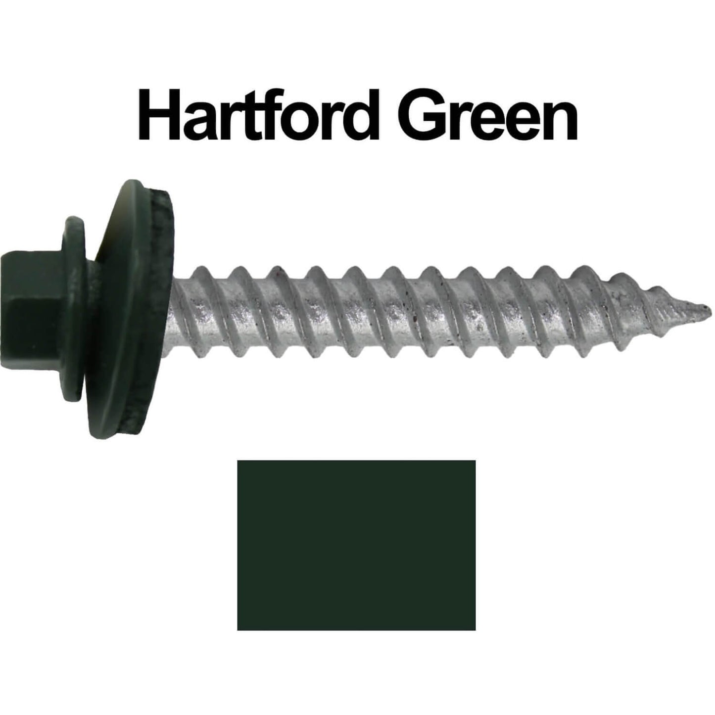12 x 1-1/2"  Metal ROOFING SCREWS - Hex Washer Head - Self starting/self tapping - EPDM washer. Colored head.