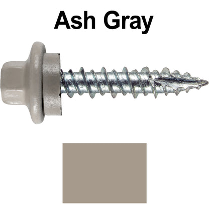 10 x 1" - STAINLESS HEX / ZINC Sheet Metal Roof Screw. Self starting metal to wood siding screws. EPDM washer. Colored head.