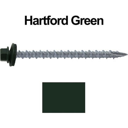 #10 x 2-1/2" Metal ROOFING SCREWS - Hex Washer Head - Self starting/self tapping - EPDM washer. Colored head.