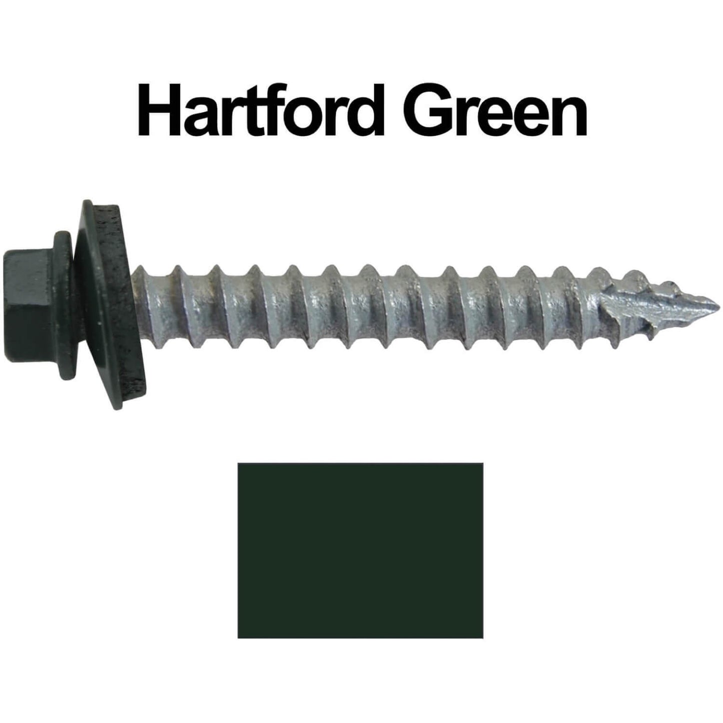 #14 x 2" Metal ROOFING SCREWS - Hex Washer Head - Self starting/self tapping - EPDM washer. Colored head.
