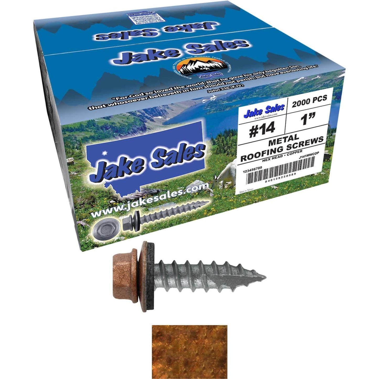 #14 x 1"  Metal ROOFING SCREWS - Hex Washer Head - Self starting/self tapping - EPDM washer. Colored head.