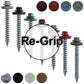 #12 x 2" RE-GRIP METAL ROOFING SCREWS - Hex Washer Head - Self starting/self tapping - EPDM washer. Colored head.