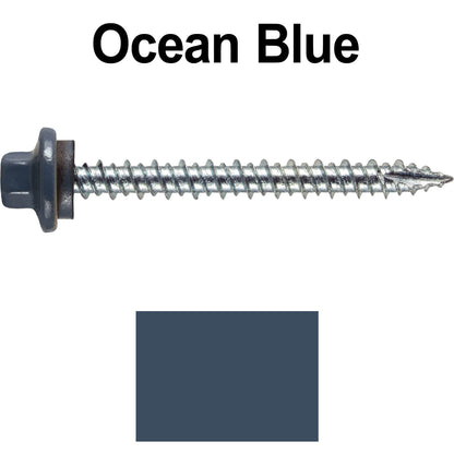 10 x 2” - STAINLESS HEX / ZINC Sheet Metal Roof Screw. Self starting metal to wood siding screws. EPDM washer. Colored head.