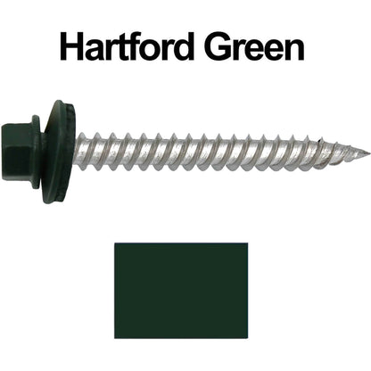 12 x 2"  Stainless Steel Metal Roofing Screw - Hex ReGrip Washer Head - Self starting/self tapping - EPDM washer. Colored head.
