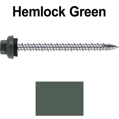 10 X 2-1/2" HI-LO Zinc Aluminum Cap Metal Roofing Screws - Hex Washer Head - Self starting/self tapping - EPDM washer. Colored head.