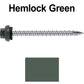 10 X 2-1/2" HI-LO Zinc Aluminum Cap Metal Roofing Screws - Hex Washer Head - Self starting/self tapping - EPDM washer. Colored head.