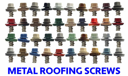#10 x 3" Mini Driller Sheet Metal Roofing Screw - Hex Washer Head -  Self starting metal to wood siding screws. EPDM washer. Colored head.