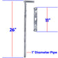 Chain Link 26" Drop Rod - Heavy Duty Gate and Dumpster Drop Rod Bar With Guide (Galvanized Steel)