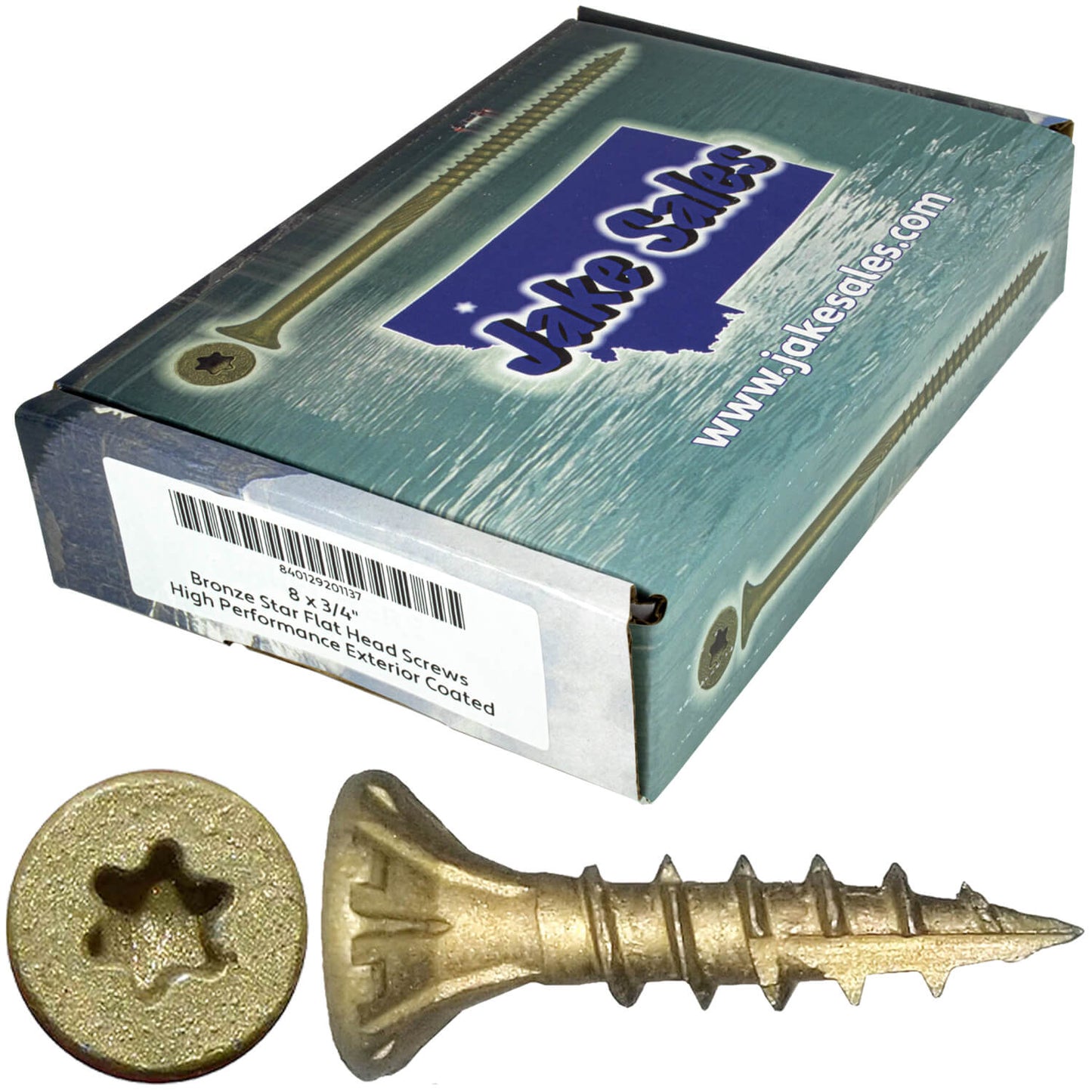 #8 x 3/4" - 2" Bronze Exterior Coated Wood Screw Torx/Star Drive Head - Multipurpose Exterior Coated Torx/Star Drive Wood Screws