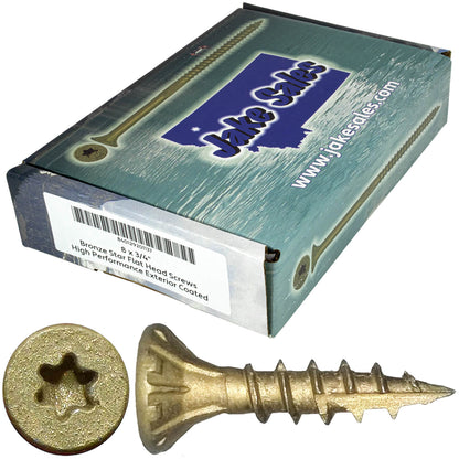 #8 x 3/4" - 2" Bronze Exterior Coated Wood Screw Torx/Star Drive Head - Multipurpose Exterior Coated Torx/Star Drive Wood Screws
