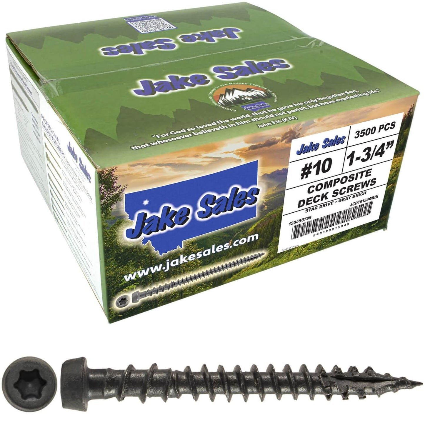 #10 x 1-3/4" Colored Composite Decking Wood Screws with Torx/Star Drive Head (T20 Bit), Exterior Coated, Compatible with Pressure Treated and ACQ Lumber