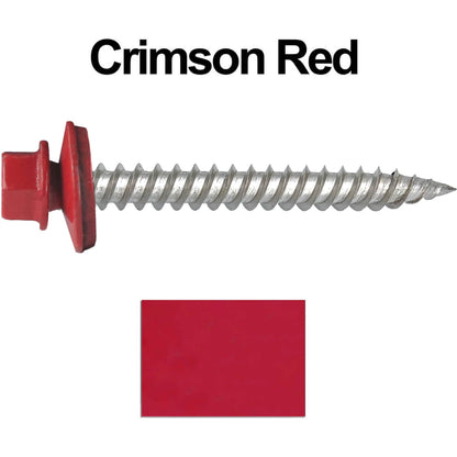 12 x 2"  Stainless Steel Metal Roofing Screw - Hex ReGrip Washer Head - Self starting/self tapping - EPDM washer. Colored head.