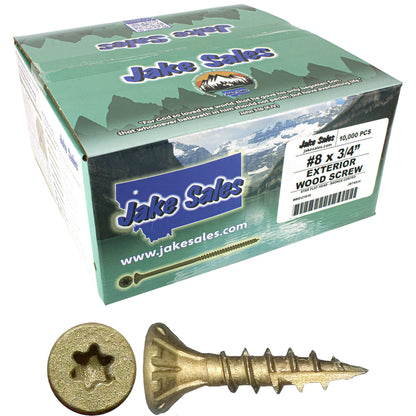 #8 x 3/4" - 2" Bronze Exterior Coated Wood Screw Torx/Star Drive Head - Multipurpose Exterior Coated Torx/Star Drive Wood Screws