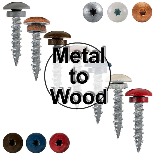 10 X 1" - LOW PROFILE Star Head Roofing Screws - HI-LO Thread - Metal To Wood - T25 Torx Drive Head - EPDM washer.