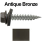 #9 x 1" Stainless Steel Metal Roofing Screws - Hex Washer Head - Self-Piercing (SP) tip metal to wood siding screws. EPDM washer. Colored head.