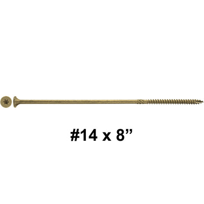 #14 x 5" - 8" Bronze Exterior Coated Wood Screws - Extra Long Bronze Wood Screw with Torx/Star Drive Head - Multipurpose Torx/Star Drive Wood Screws