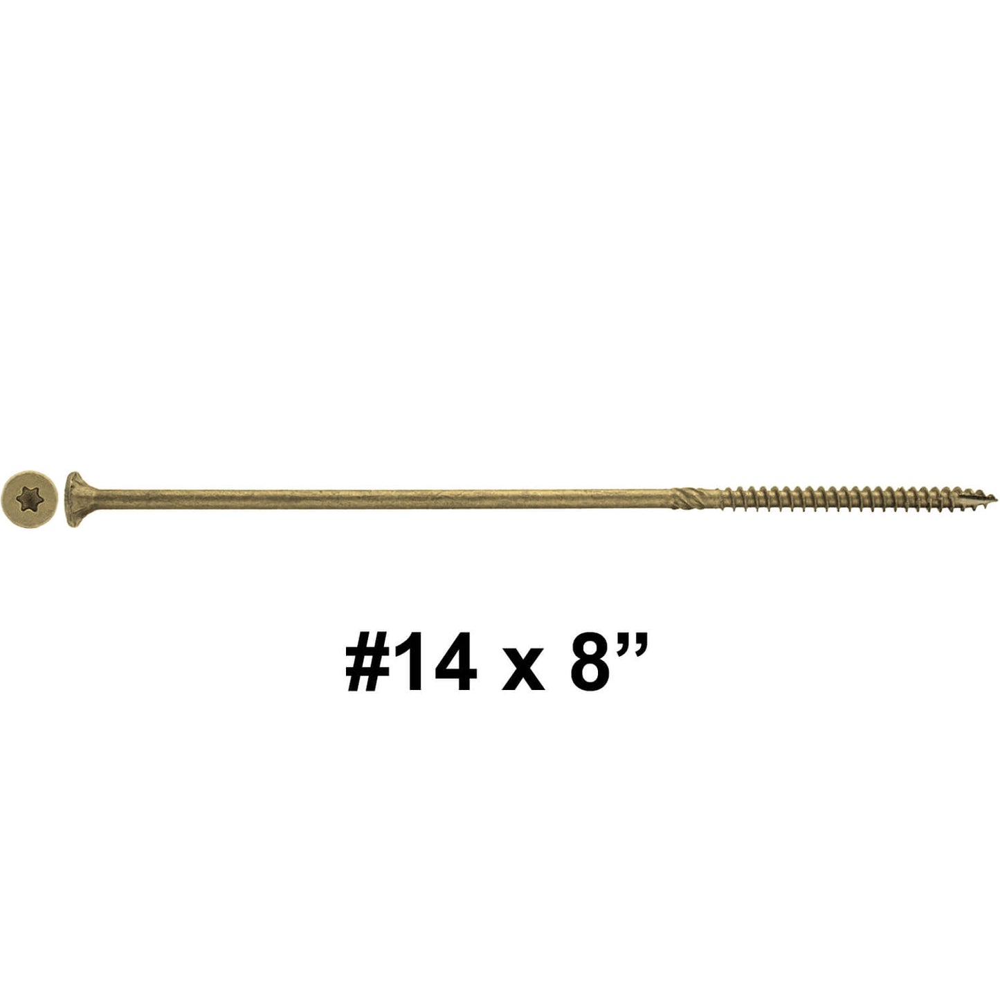 #14 x 5" - 8" Bronze Exterior Coated Wood Screws - Extra Long Bronze Wood Screw with Torx/Star Drive Head - Multipurpose Torx/Star Drive Wood Screws