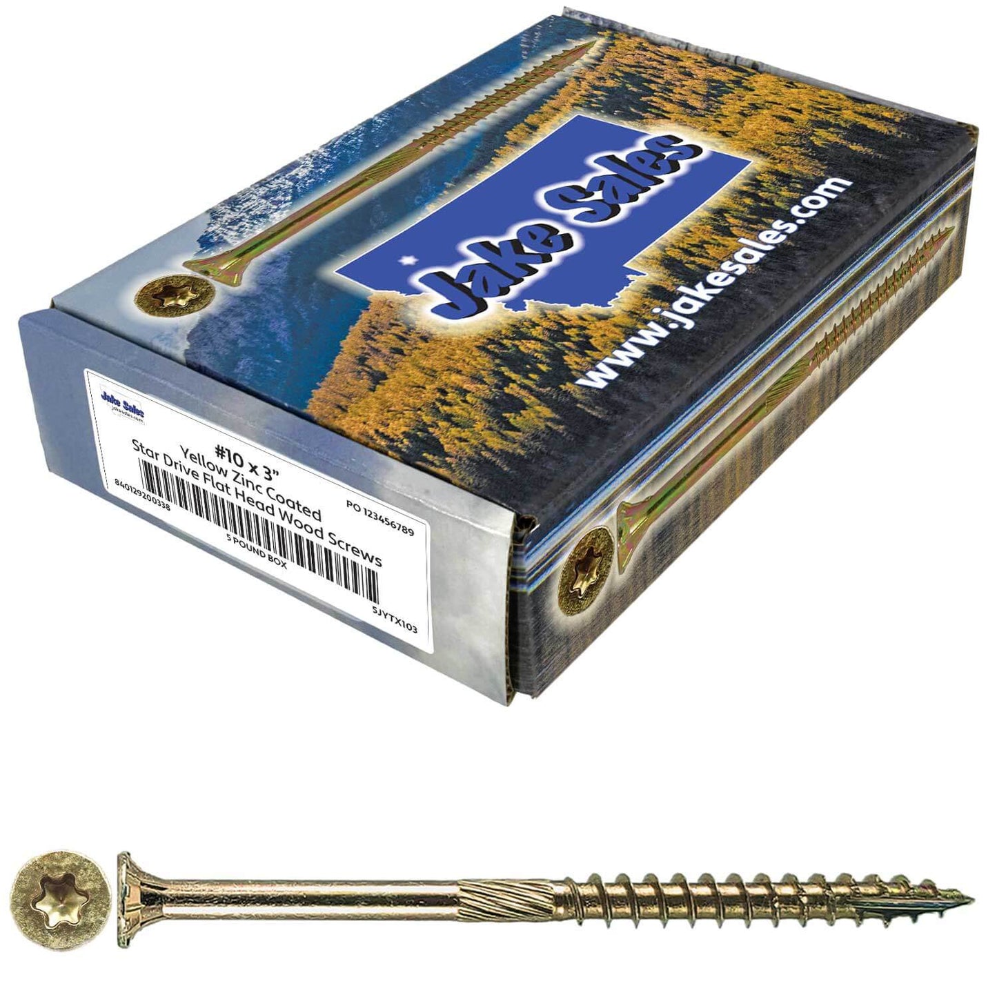 #10 Yellow Zinc Coated General Purpose Wood Screws. Torx/Star Drive Head - Multipurpose Torx/Star Drive Wood Screws