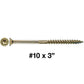 #10 Yellow Zinc Coated General Purpose Wood Screws. Torx/Star Drive Head - Multipurpose Torx/Star Drive Wood Screws