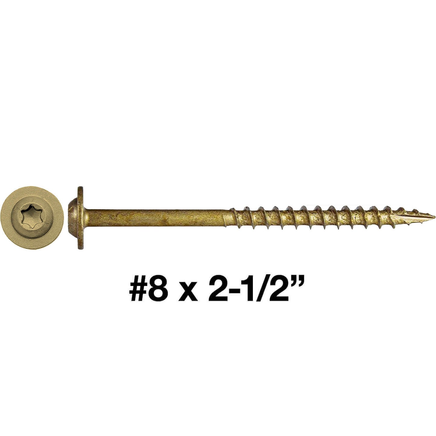 #8 Bronze Star Exterior Coated Modified Truss Head Cabinet Wood Screw Torx/Star Drive Head - Multipurpose Exterior Coated Torx/Star Drive Wood Screws