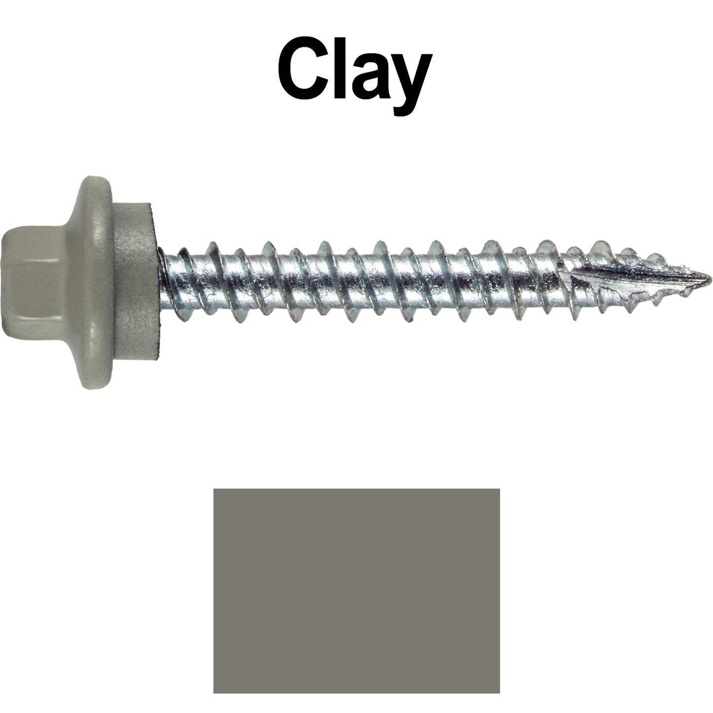 10 x 1-1/2" - STAINLESS HEX / ZINC Sheet Metal Roof Screw. Self starting metal to wood siding screws. EPDM washer. Colored head.