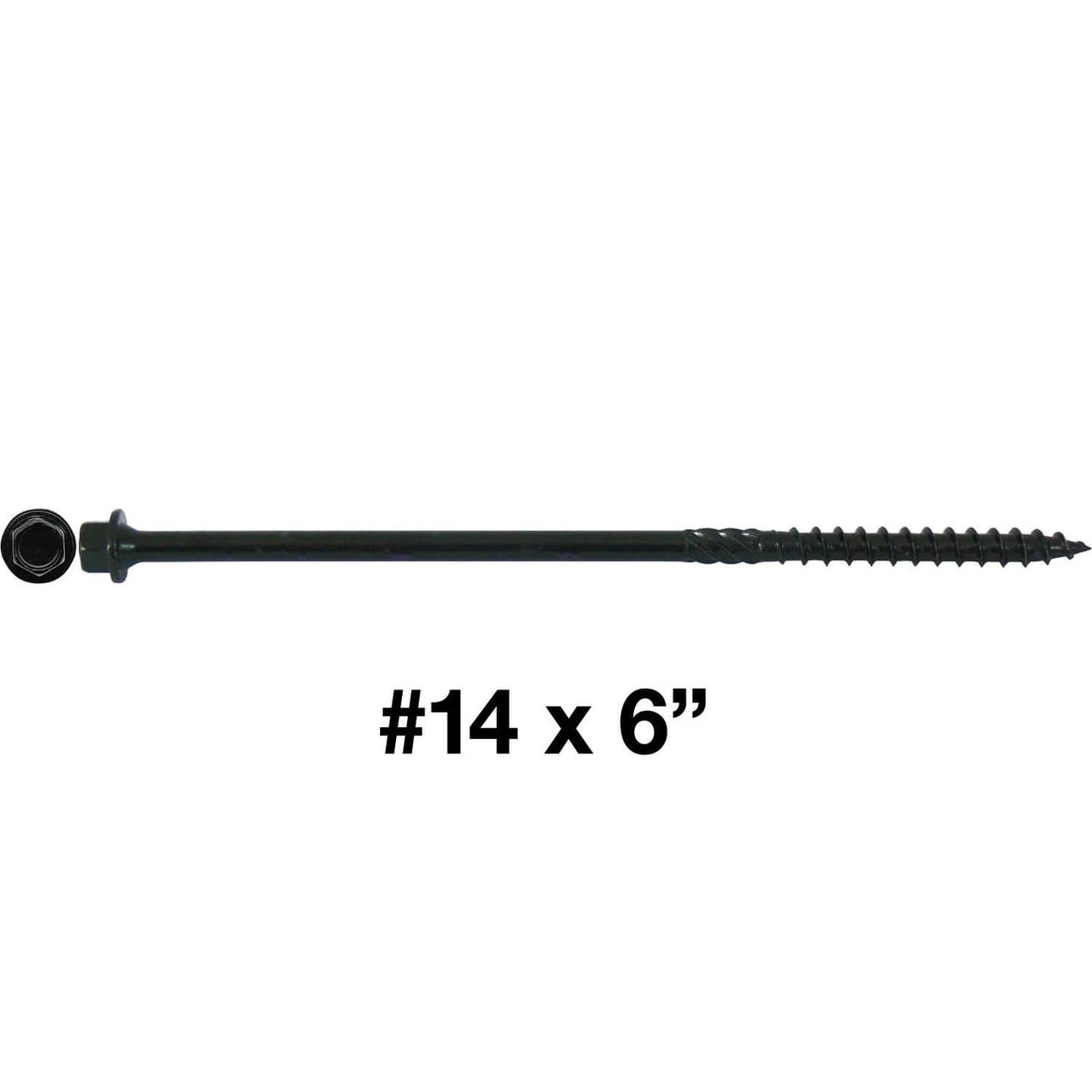 #14 Heavy-Duty Black Timber, Log & Structural Wood Screws - Exterior Coated - Use for Fastening Ledger Boards, Large Timbers, Logs and more.