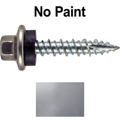 10 x 1" - STAINLESS HEX / ZINC Sheet Metal Roof Screw. Self starting metal to wood siding screws. EPDM washer. Colored head.