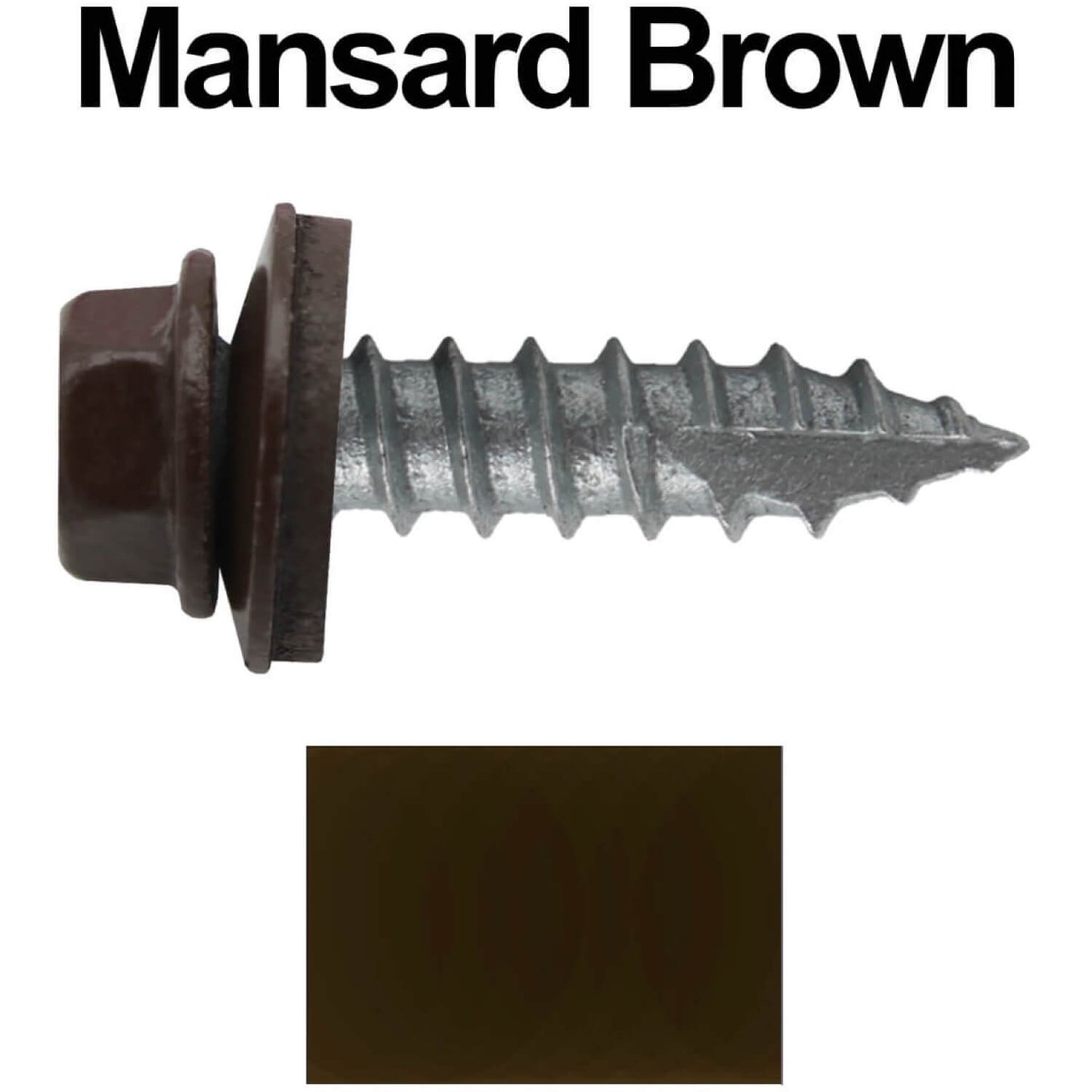 #14 x 1"  Metal ROOFING SCREWS - Hex Washer Head - Self starting/self tapping - EPDM washer. Colored head.