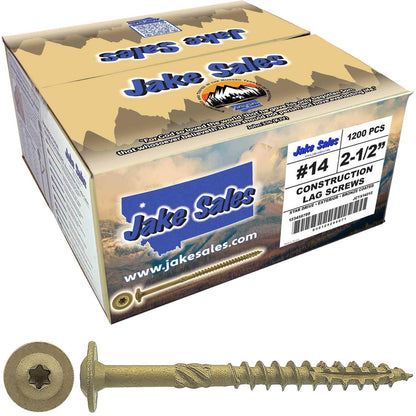 #14 Construction Lag Screws - Exterior Coated Torx/Star Drive Heavy Duty Structural Lag With Modified Truss Washer Head