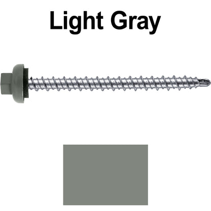 10 X 2-1/2" Zinc Aluminum Cap MINI-DRILLER Roofing Screws HI-LO THREAD Zinc Plated Carbon Steel Shank - EPDM Washer - Colored head