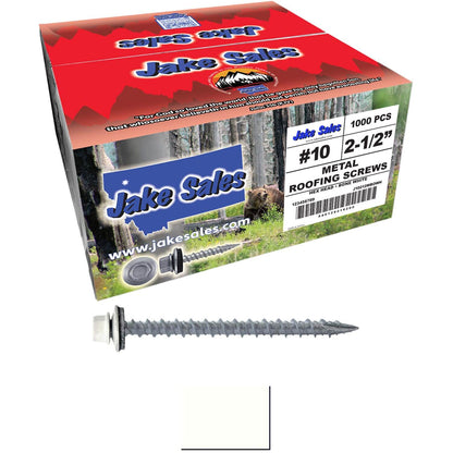 #10 x 2-1/2" Metal ROOFING SCREWS - Hex Washer Head - Self starting/self tapping - EPDM washer. Colored head.