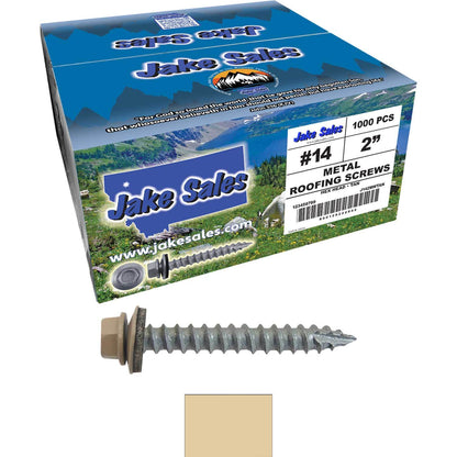 #14 x 2" Metal ROOFING SCREWS - Hex Washer Head - Self starting/self tapping - EPDM washer. Colored head.