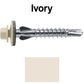 12 X 1-1/2" PFP STAINLESS STEEL Fastener - 1/4" Washer Hex Head - #3 Drill Point Tip -  For Polycarbonite, Fiberglass and PVC sheeting. Colored head.