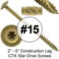 #15 Construction Lag Screw Exterior Coated Torx/Star Drive Heavy Duty Structural Lag Screw - Modified Truss Washer Head