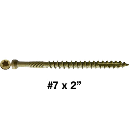 #7 Bronze Coated Multipurpose Wood Screw Torx/Star Tiny Finish Head - Exterior Coated - ACQ Compatible Wood Screws