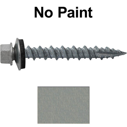 10 x 1-1/2" Galvanized Hex Head Sheet Metal Roof Screw. Self starting metal to wood siding screws. EPDM washer. No Paint - 50 Count